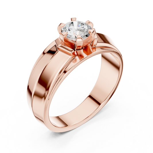10k Solid Yellow Gold Round Shape Lab Grown Diamond Esthetical Sparkling Daily Wear Men's Diamond Ring - HIGHCARAT DIAMONDS