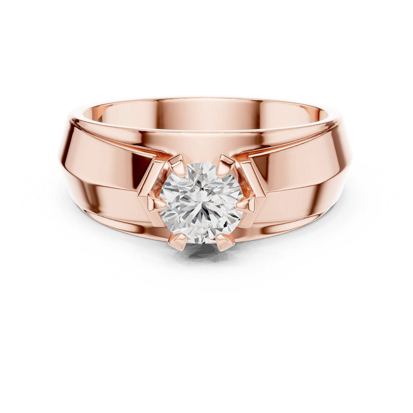 10k Solid Yellow Gold Round Shape Lab Grown Diamond Esthetical Sparkling Daily Wear Men's Diamond Ring - HIGHCARAT DIAMONDS