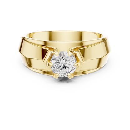 10k Solid Yellow Gold Round Shape Lab Grown Diamond Esthetical Sparkling Daily Wear Men's Diamond Ring - HIGHCARAT DIAMONDS
