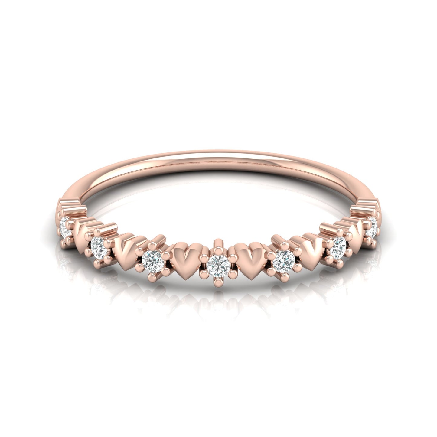 Elegant Round Diamond Eternity Multi-Heart Love Band Ring Minimalist Dainty Stacking Ring Gift for Her - HIGHCARAT DIAMONDS