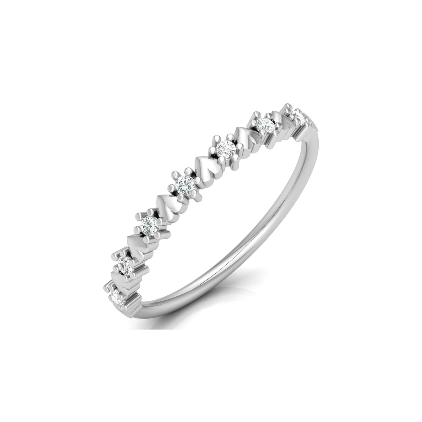 Elegant Round Diamond Eternity Multi-Heart Love Band Ring Minimalist Dainty Stacking Ring Gift for Her - HIGHCARAT DIAMONDS