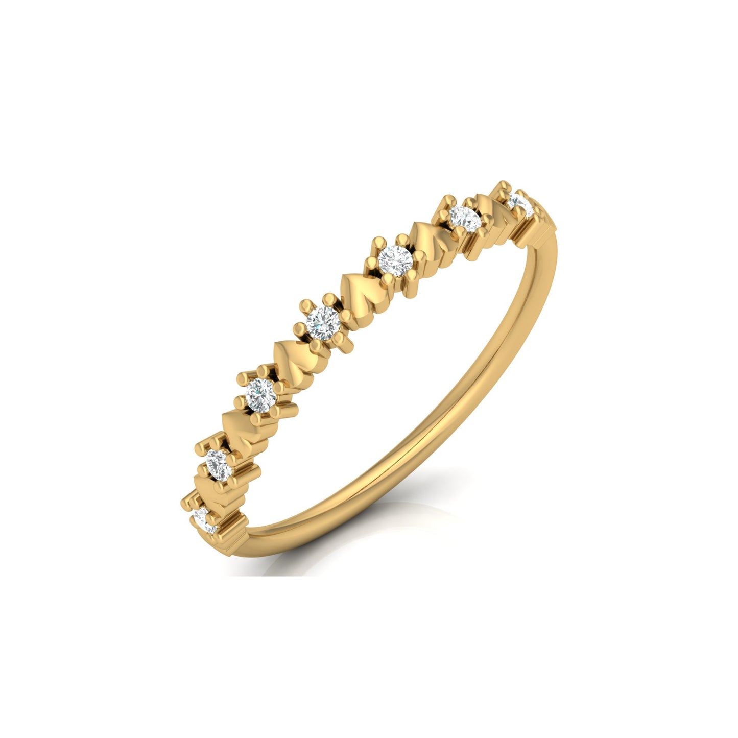 Elegant Round Diamond Eternity Multi-Heart Love Band Ring Minimalist Dainty Stacking Ring Gift for Her - HIGHCARAT DIAMONDS