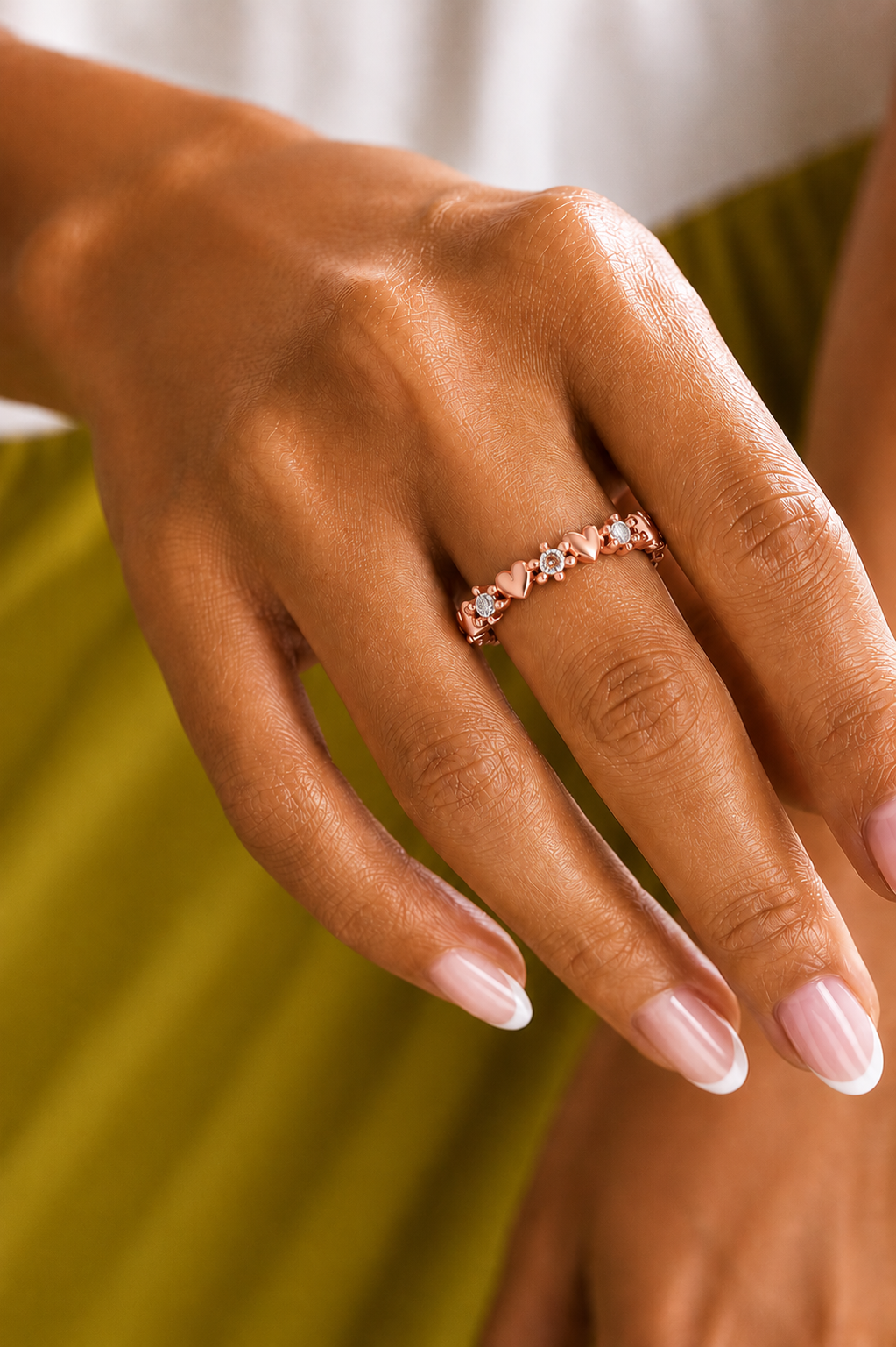 Elegant Round Diamond Eternity Multi-Heart Love Band Ring Minimalist Dainty Stacking Ring Gift for Her - HIGHCARAT DIAMONDS