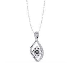 Round Lab Grown Diamond Open Leaf Solitaire Pendant - HIGHCARAT DIAMONDS