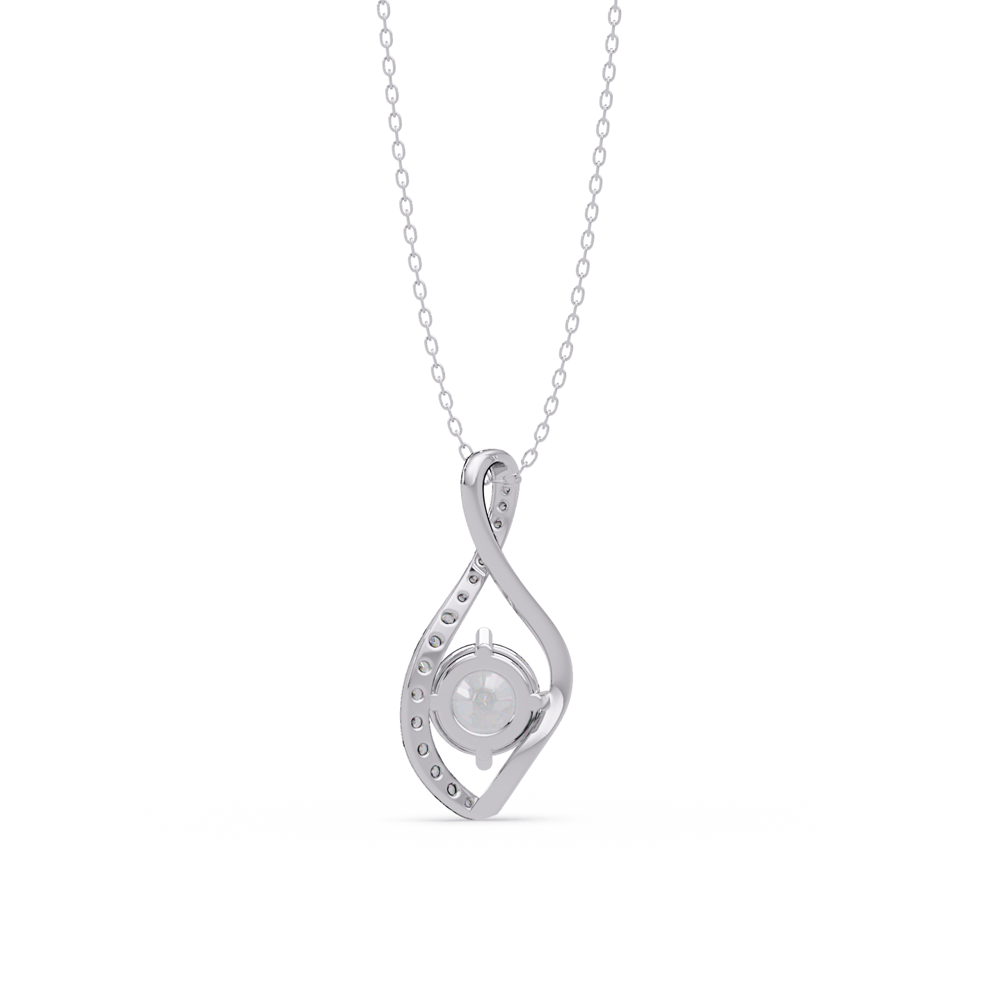 Round Lab Grown Diamond Open Leaf Solitaire Pendant - HIGHCARAT DIAMONDS