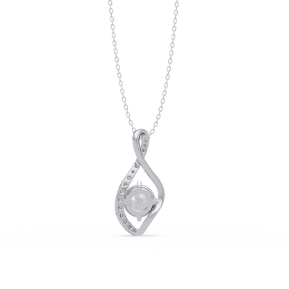 Round Lab Grown Diamond Open Leaf Solitaire Pendant - HIGHCARAT DIAMONDS