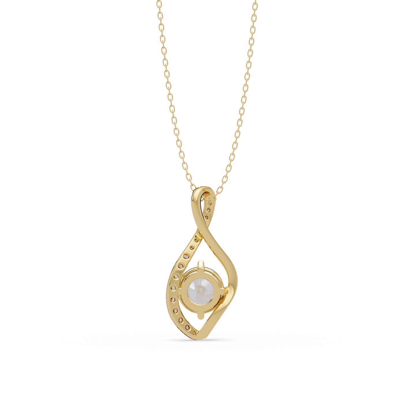 Round Lab Grown Diamond Open Leaf Solitaire Pendant - HIGHCARAT DIAMONDS