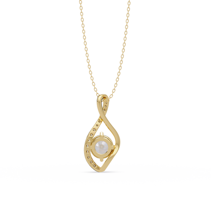 Round Lab Grown Diamond Open Leaf Solitaire Pendant - HIGHCARAT DIAMONDS