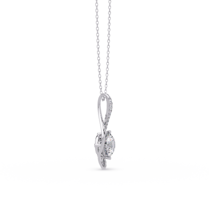 Round Lab Grown Diamond Open Leaf Solitaire Pendant - HIGHCARAT DIAMONDS