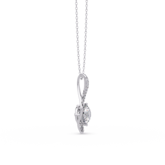 Round Lab Grown Diamond Open Leaf Solitaire Pendant - HIGHCARAT DIAMONDS