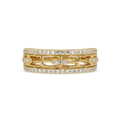 Round Lab Grown Diamond Open Link Geometric Rose Gold Band Ring - HIGHCARAT DIAMONDS