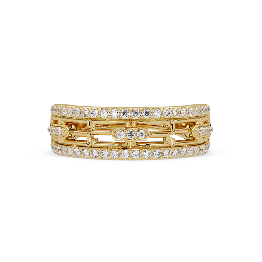 Round Lab Grown Diamond Open Link Geometric Rose Gold Band Ring - HIGHCARAT DIAMONDS