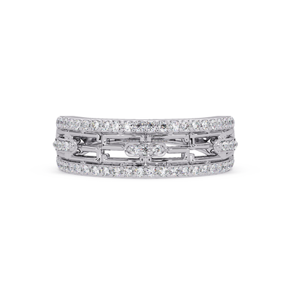 Round Lab Grown Diamond Open Link Geometric Rose Gold Band Ring - HIGHCARAT DIAMONDS