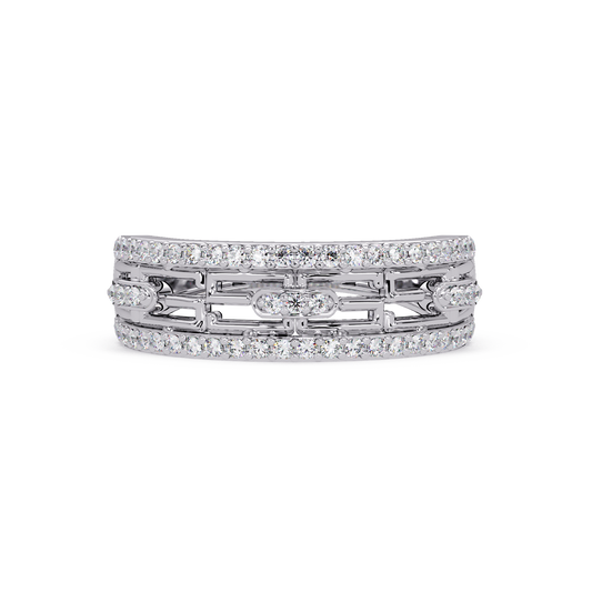 Round Lab Grown Diamond Open Link Geometric Rose Gold Band Ring - HIGHCARAT DIAMONDS