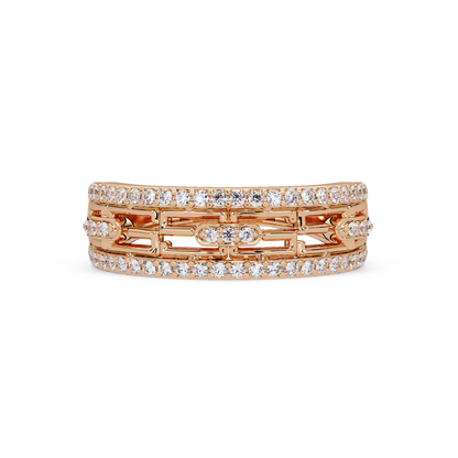 Round Lab Grown Diamond Open Link Geometric Rose Gold Band Ring - HIGHCARAT DIAMONDS