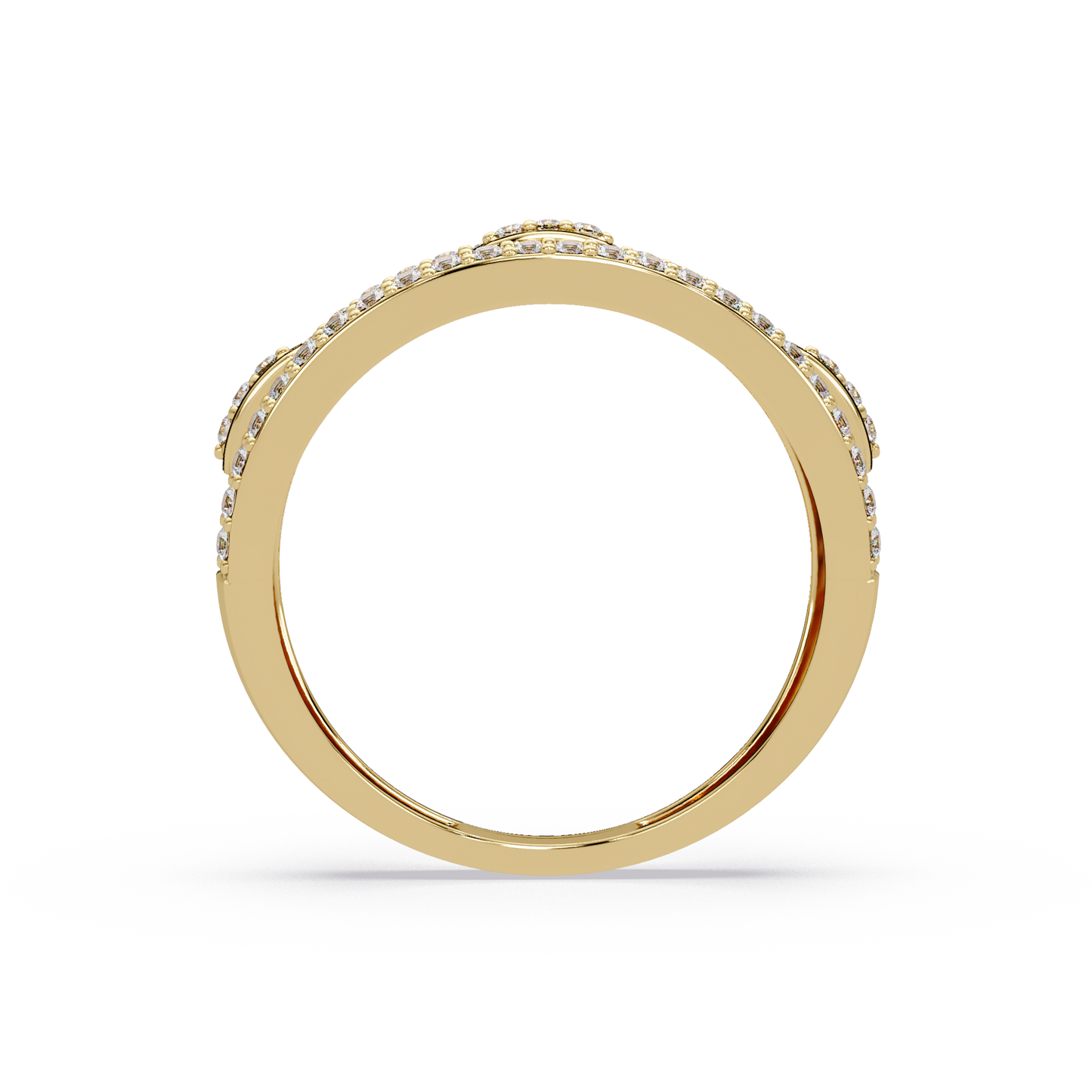 Round Lab Grown Diamond Open Link Geometric Rose Gold Band Ring - HIGHCARAT DIAMONDS