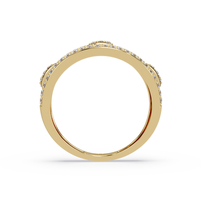 Round Lab Grown Diamond Open Link Geometric Rose Gold Band Ring - HIGHCARAT DIAMONDS