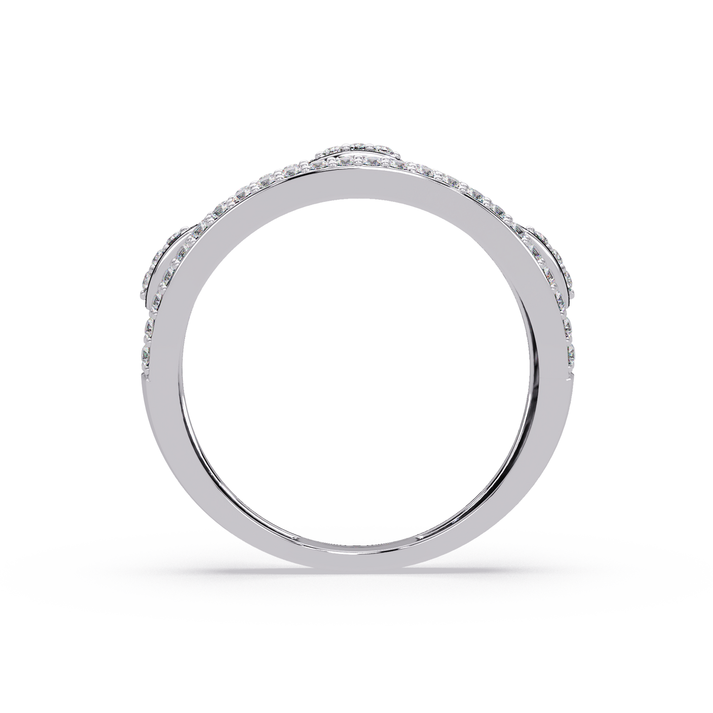Round Lab Grown Diamond Open Link Geometric Rose Gold Band Ring - HIGHCARAT DIAMONDS