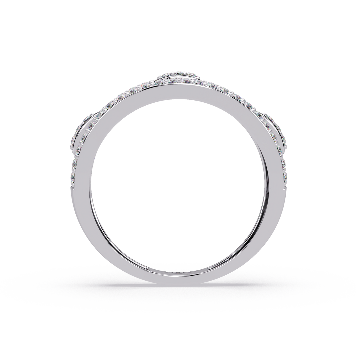 Round Lab Grown Diamond Open Link Geometric Rose Gold Band Ring - HIGHCARAT DIAMONDS
