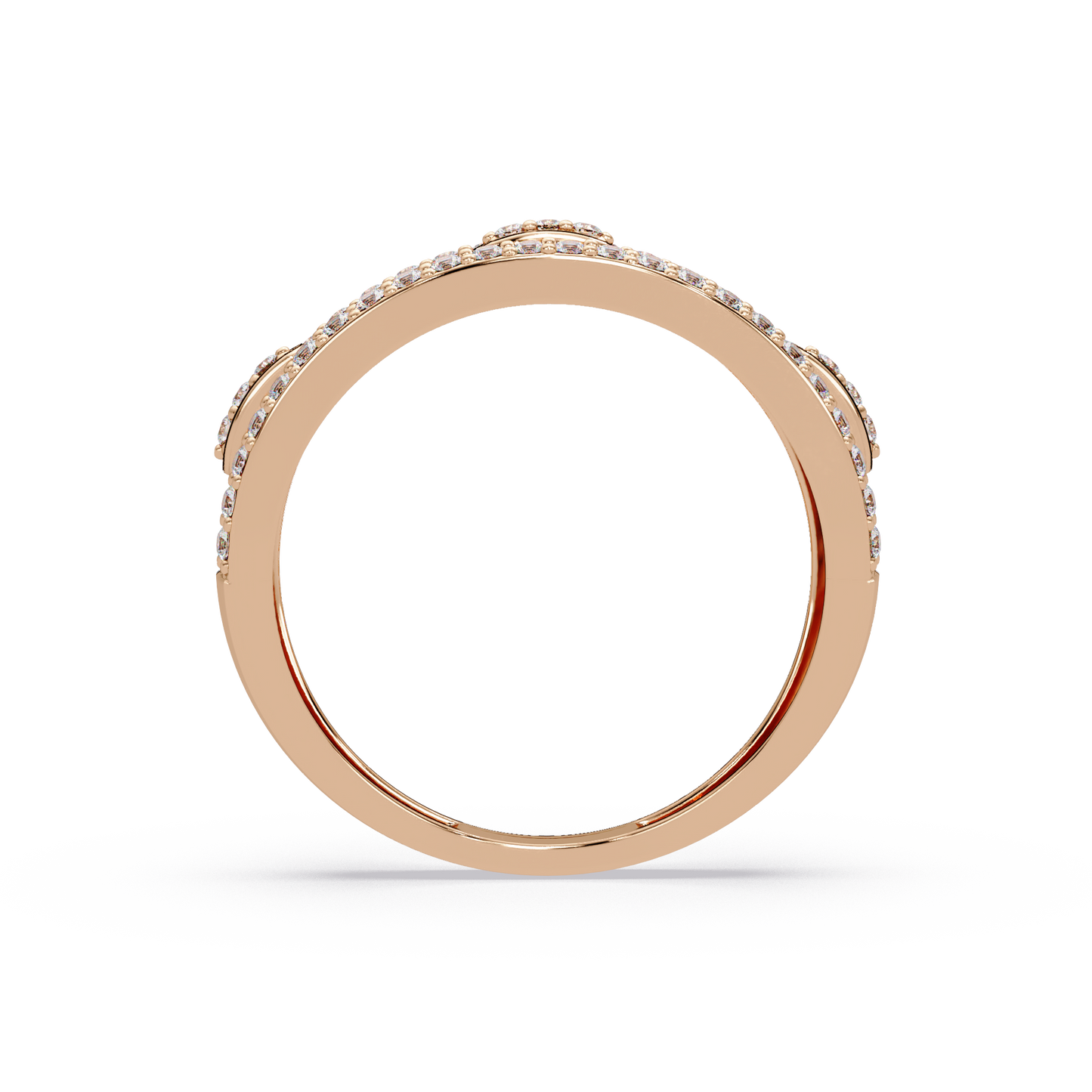 Round Lab Grown Diamond Open Link Geometric Rose Gold Band Ring - HIGHCARAT DIAMONDS