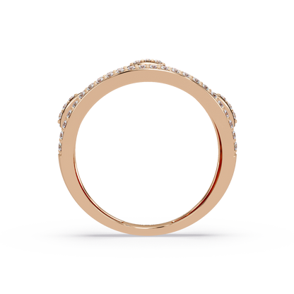 Round Lab Grown Diamond Open Link Geometric Rose Gold Band Ring - HIGHCARAT DIAMONDS