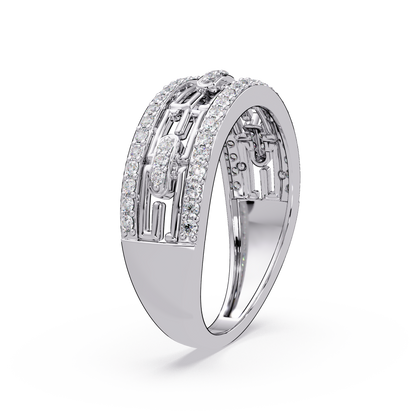 Round Lab Grown Diamond Open Link Geometric Rose Gold Band Ring - HIGHCARAT DIAMONDS