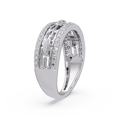 Round Lab Grown Diamond Open Link Geometric Rose Gold Band Ring - HIGHCARAT DIAMONDS