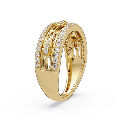 Round Lab Grown Diamond Open Link Geometric Rose Gold Band Ring - HIGHCARAT DIAMONDS