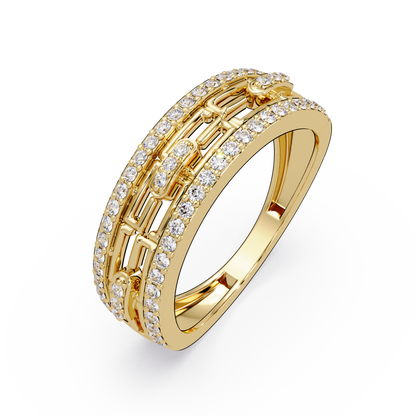 Round Lab Grown Diamond Open Link Geometric Rose Gold Band Ring - HIGHCARAT DIAMONDS