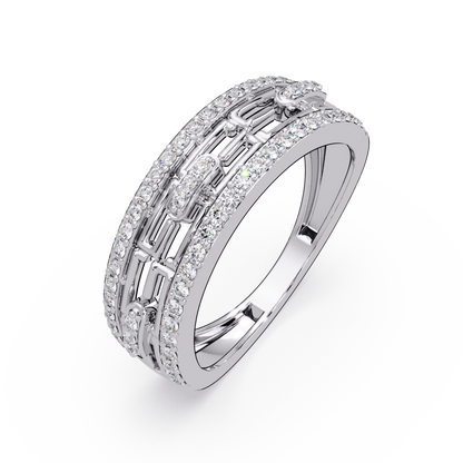 Round Lab Grown Diamond Open Link Geometric Rose Gold Band Ring - HIGHCARAT DIAMONDS