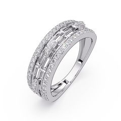 Round Lab Grown Diamond Open Link Geometric Rose Gold Band Ring - HIGHCARAT DIAMONDS