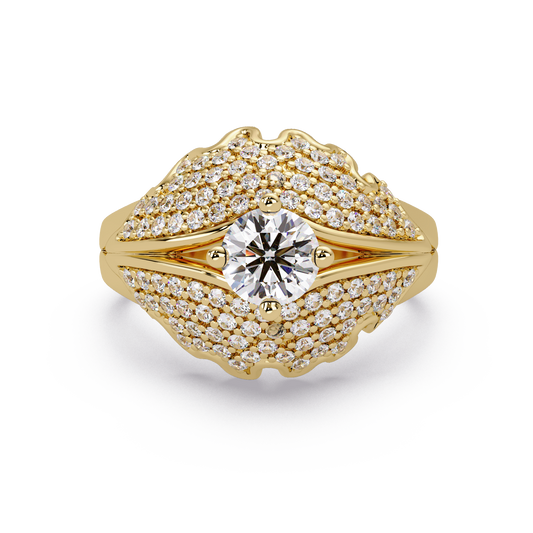 Round Lab Grown Diamond Pave Cluster Split Shank Ring - HIGHCARAT DIAMONDS