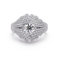 Round Lab Grown Diamond Pave Cluster Split Shank Ring - HIGHCARAT DIAMONDS