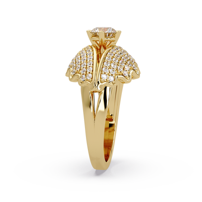 Round Lab Grown Diamond Pave Cluster Split Shank Ring - HIGHCARAT DIAMONDS