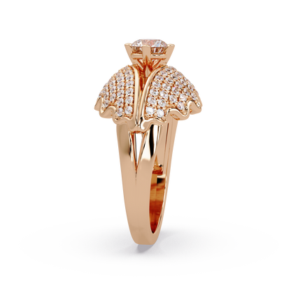 Round Lab Grown Diamond Pave Cluster Split Shank Ring - HIGHCARAT DIAMONDS