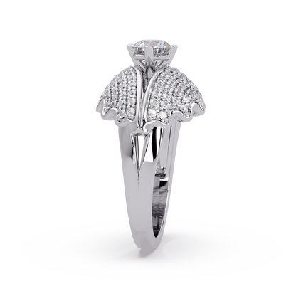 Round Lab Grown Diamond Pave Cluster Split Shank Ring - HIGHCARAT DIAMONDS