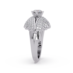 Round Lab Grown Diamond Pave Cluster Split Shank Ring - HIGHCARAT DIAMONDS