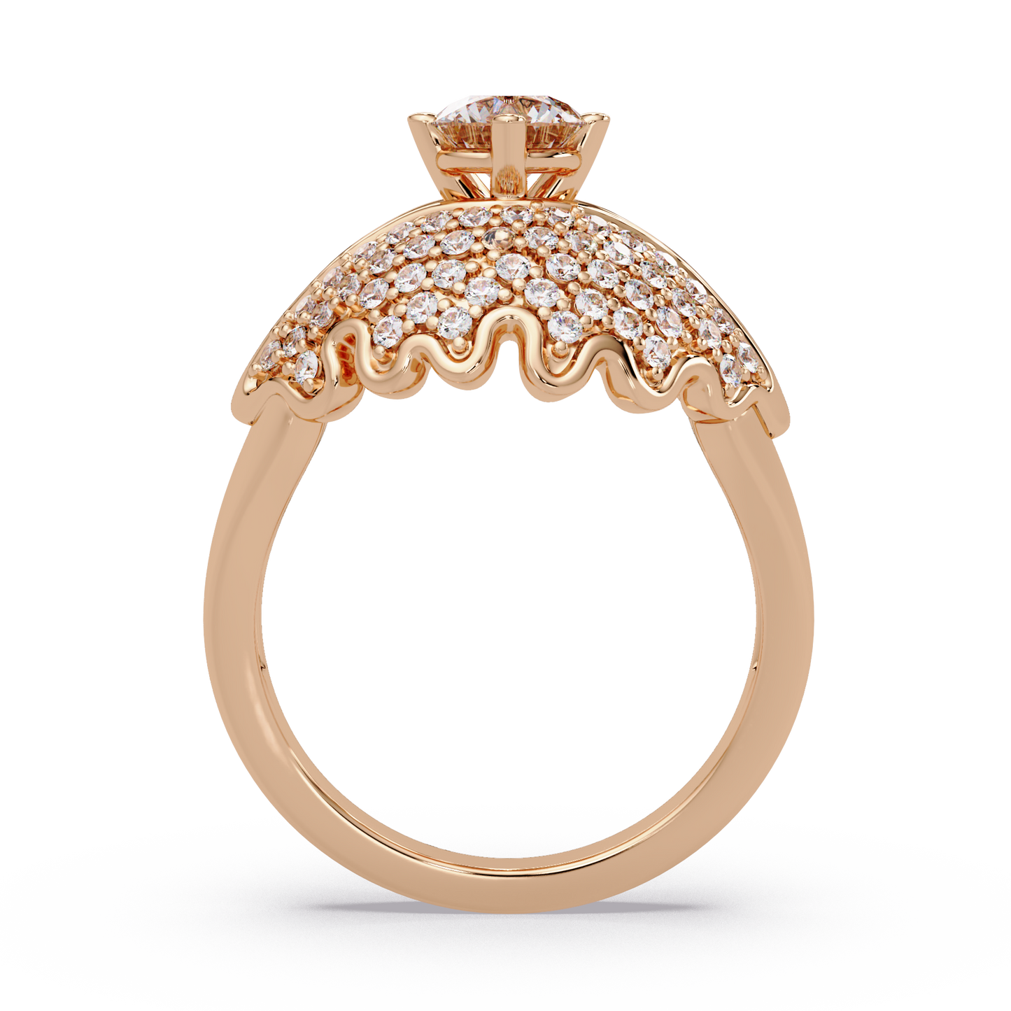 Round Lab Grown Diamond Pave Cluster Split Shank Ring - HIGHCARAT DIAMONDS