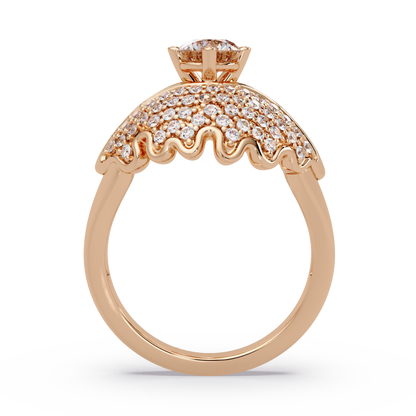 Round Lab Grown Diamond Pave Cluster Split Shank Ring - HIGHCARAT DIAMONDS