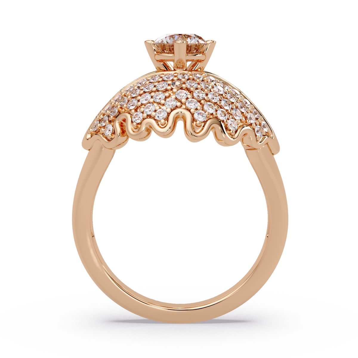 Round Lab Grown Diamond Pave Cluster Split Shank Ring - HIGHCARAT DIAMONDS