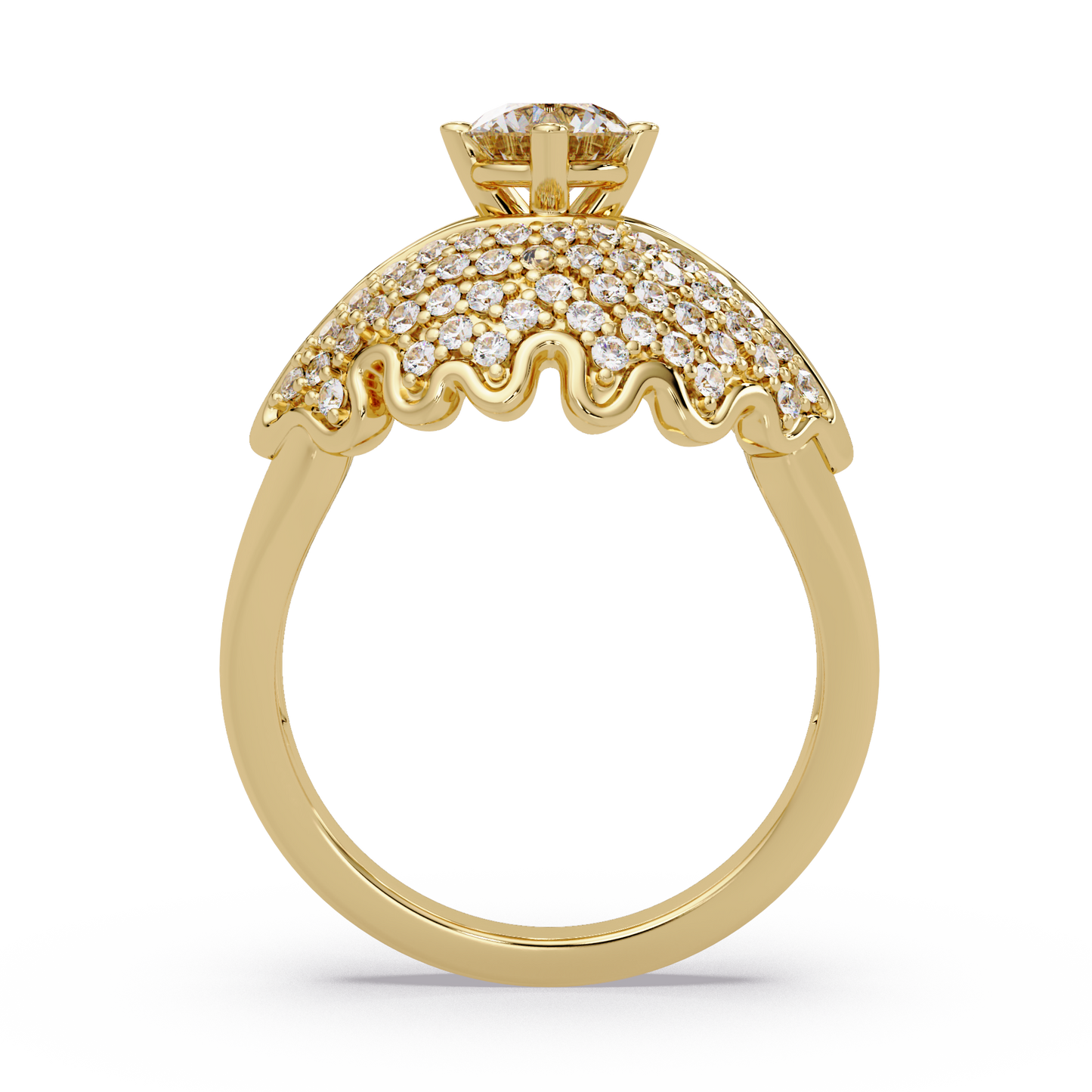 Round Lab Grown Diamond Pave Cluster Split Shank Ring - HIGHCARAT DIAMONDS