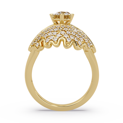 Round Lab Grown Diamond Pave Cluster Split Shank Ring - HIGHCARAT DIAMONDS