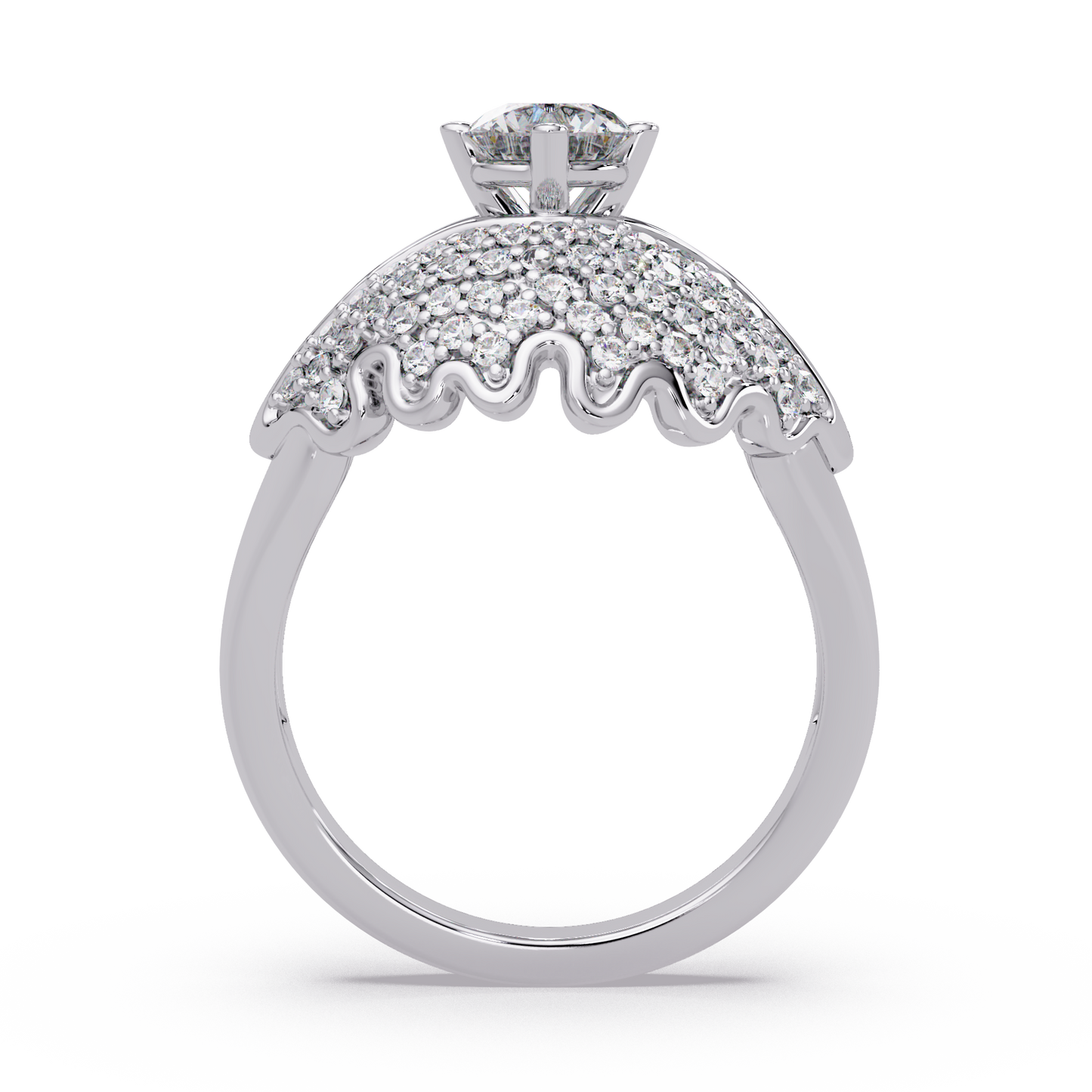 Round Lab Grown Diamond Pave Cluster Split Shank Ring - HIGHCARAT DIAMONDS