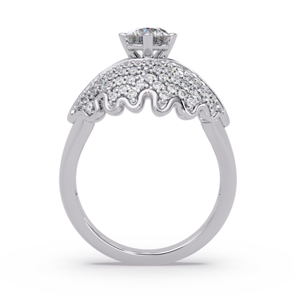 Round Lab Grown Diamond Pave Cluster Split Shank Ring - HIGHCARAT DIAMONDS