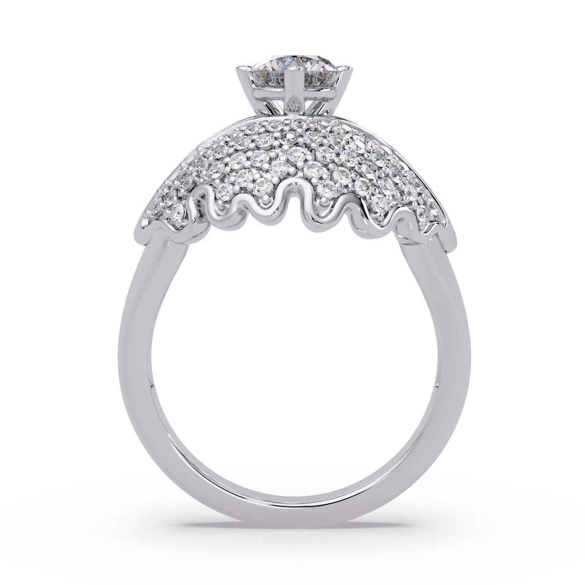 Round Lab Grown Diamond Pave Cluster Split Shank Ring - HIGHCARAT DIAMONDS