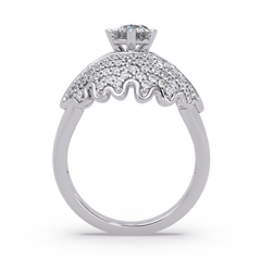 Round Lab Grown Diamond Pave Cluster Split Shank Ring - HIGHCARAT DIAMONDS
