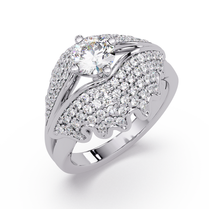 Round Lab Grown Diamond Pave Cluster Split Shank Ring - HIGHCARAT DIAMONDS