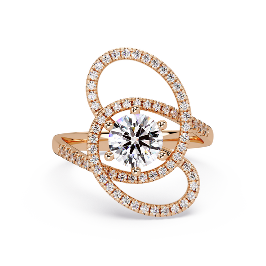 Round Lab Grown Diamond Pave Set Open Loop Ring - HIGHCARAT DIAMONDS