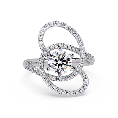 Round Lab Grown Diamond Pave Set Open Loop Ring - HIGHCARAT DIAMONDS