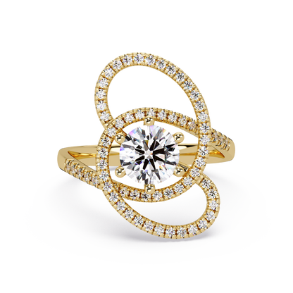 Round Lab Grown Diamond Pave Set Open Loop Ring - HIGHCARAT DIAMONDS